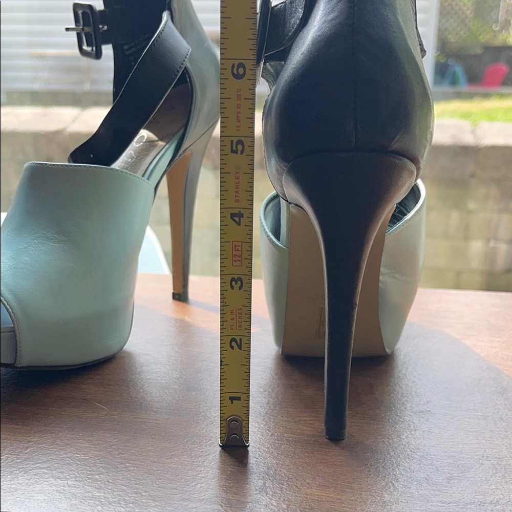 Aldo Black and Light Blue Peep Toe Heels - Picture 9 of 12